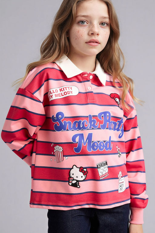 %100 Pamuk Hello Kitty Sweatshirt K_z _ocuk