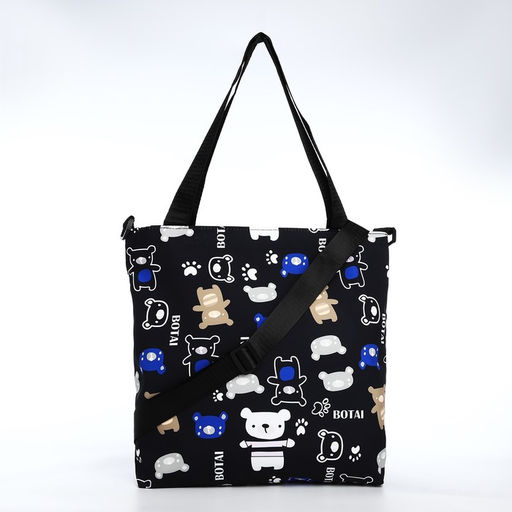 Сумка текстильная шопер на молнии, 35×8×31 см, чёрная