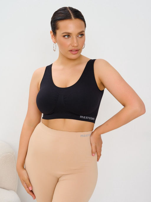 Комплект бюстгальтеров бесшовных, 2 шт. MR004-1SS3 black, beige