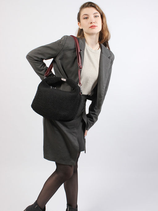 LACCOMA сумка P5878-1-черный эко кожа, искуственный мех полиэстер фото 8