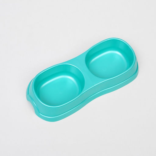 Миска двойная 2 х 0,3 л, 28 х 12,5 х 5 см, светло-зеленый перламутр