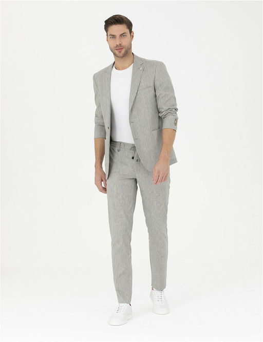 A__k Ye_il Ex. Slim Fit Keten Kar___ml_ Kuma_ Pantolon - Pierre cardin фото 3