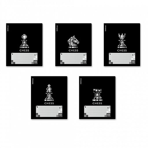 Цена за 10 шт. Тетрадь школьная ученическая ErichKrause Chess Player, 18 листов, клетка, выборочный УФ-лак (в плёнке по 10 шт.)_MIX-PACK фото 2