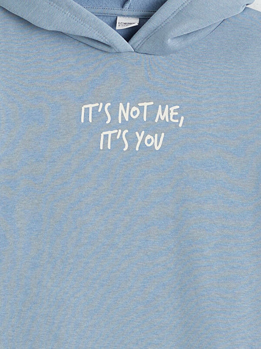 Bask?l? K?z ?ocuk Kal?n Sweatshirt