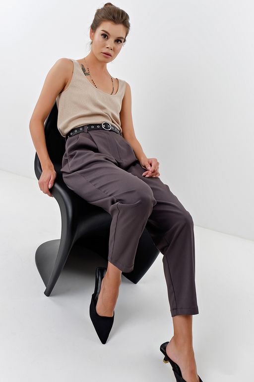 Брюки зауженные к низу из хлопка серые