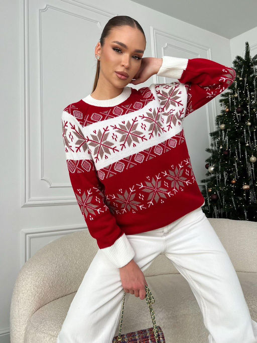 K13276 Джемпер (вязаный трикотаж) КРАСНЫЙ