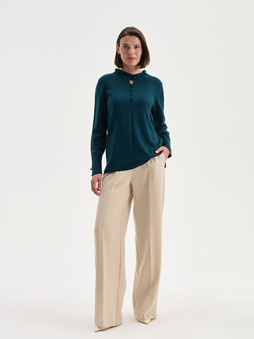 F?rf?rl? Dik Yaka Kad?n Triko Kazak