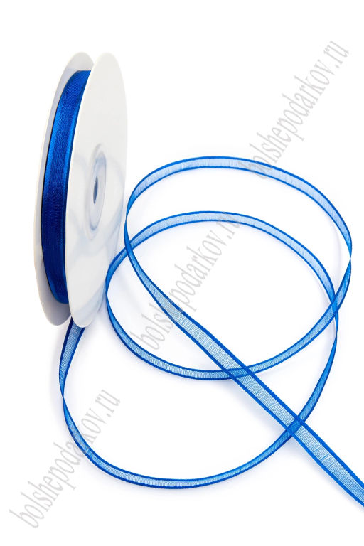 Лента органза с атласными краями 0,7 см*25 ярд (SF-8087) синий №40