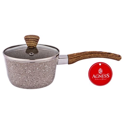 КОВШИК AGNESS АРКТИК АНТИП. ПОКР. РУЧКА SOFT TOUCH И СТЕКЛ. КРЫШКОЙ 600 МЛ 12*6 СМ