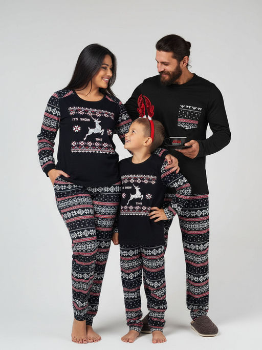 Пижама детская кулирка с брюками "ЛАПЛАНДИЯ" ЧЕРНЫЙ