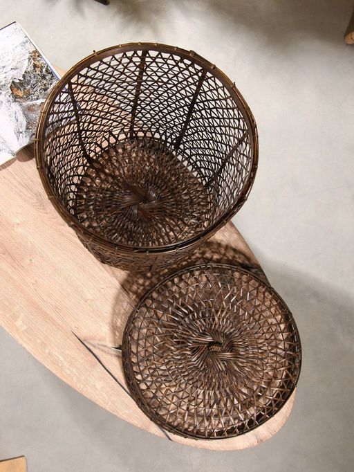 Корзина плетёная «Баскет», 39×39×50 см, бамбук, тёмная