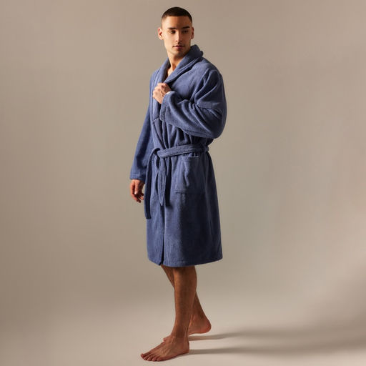 Халат махровый мужской SL HOME: Basic «Ривьера», размер M, хлопок 100%, синий