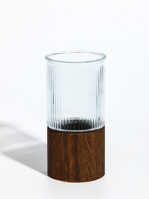 Ваза «Лесли», линии, 20×10 см, стекло, прозрачная