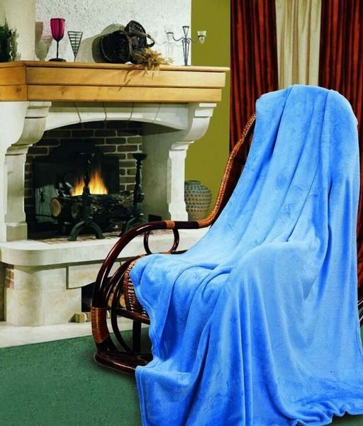 Покрывало-плед КОРАЛ-флис Небесный 200*220 см. - Лен поволжья фото 2