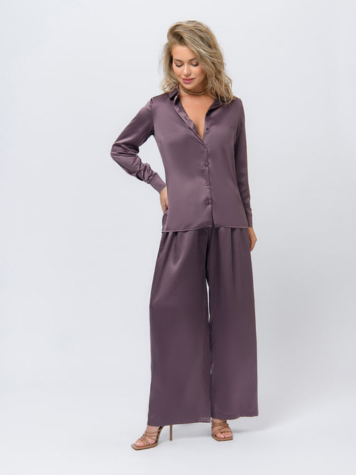 Брюки шоколадного цвета в пижамном стиле - 1001dress фото 4
