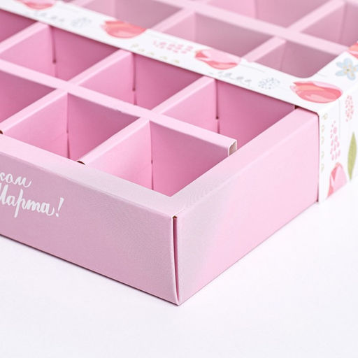 Коробка под 16 конфет ,  8 марта 17,7 х 17,7 х 3,8 см - UPAK LAND фото 5