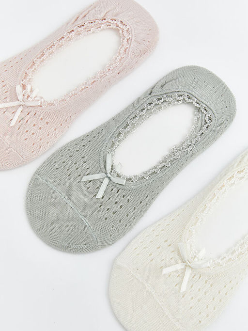 Fiyonklu Dantel Detayl? Kad?n Babet ?orap 3l?