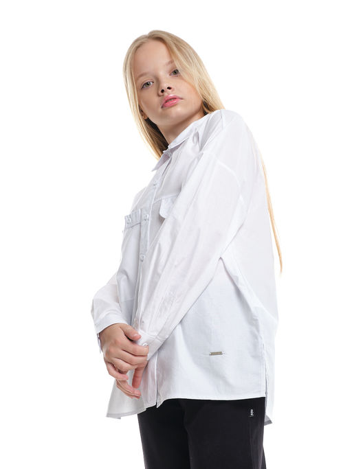 Рубашка для девочки белая в школу 22-7418 белый - Mini maxi фото 9
