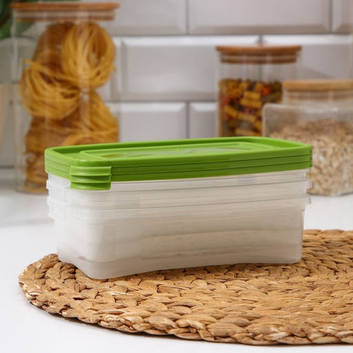 Набор пищевых контейнеров Полимербыт «Каскад», 3 шт., 700 мл, пластик, прозрачные, крышка МИКС