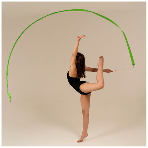 Лента гимнастическая с палочкой Grace Dance, 4 м, цвет зелёный  фото 5