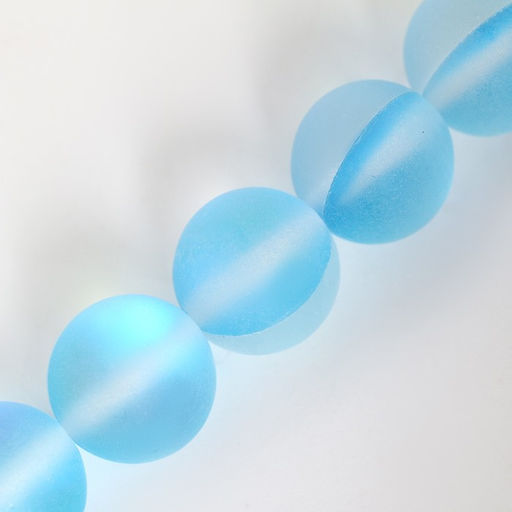 Бусины из натурального камня «Кошачий глаз», набор 46 шт., размер 1 шт. — 8 мм, голубой