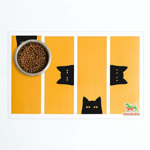 Коврик под миску Пижон с нескользящим основанием 43 х 28 см Подозрительный кот  фото 2