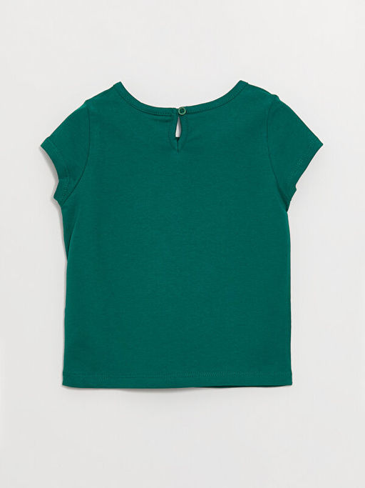 Bisiklet Yaka Bask?l? K?sa Kollu K?z Bebek Ti??rt - Waikiki фото 3