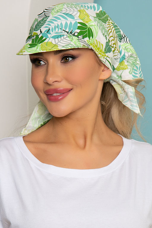 Косынка с козырьком (зеленая монстера) КК56 - Lt collection фото 5