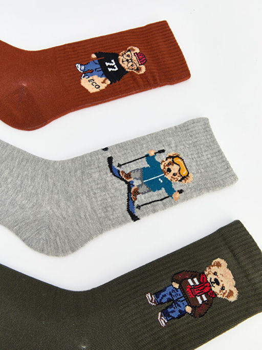 Ay? Teddy Bask?l? Erkek Soket ?orap 5li