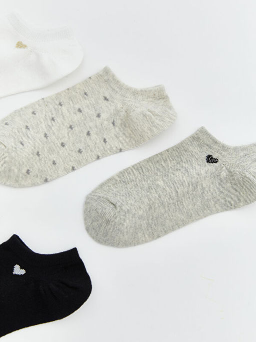Kalp Desenli Kad?n Sneaker ?orap 5li