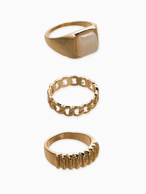 Набор колец 3 шт "Новый стиль" цепь, размер МИКС, цвет белый в золоте