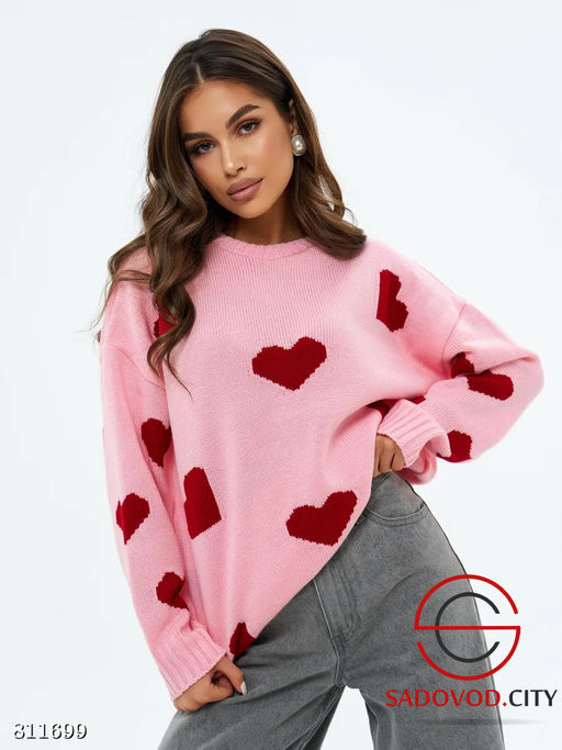 Свитер женский с сердечками
