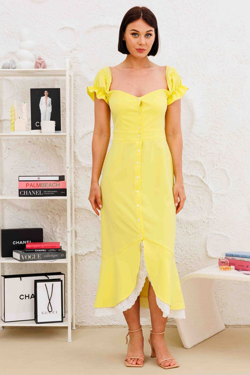 Платье AURA 3265-170 лимонный+молочное кружево фото 8