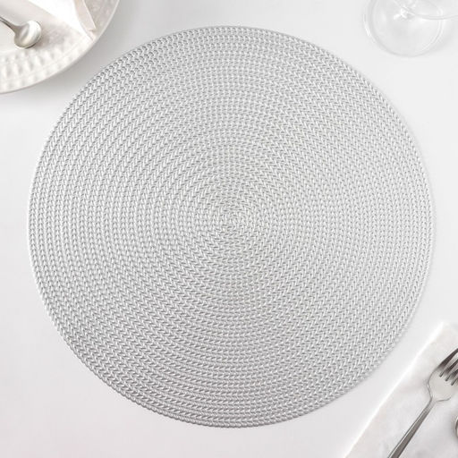 Салфетки сервировочные на стол Доляна «Тринити», d=38 см, 4 шт., серебряные