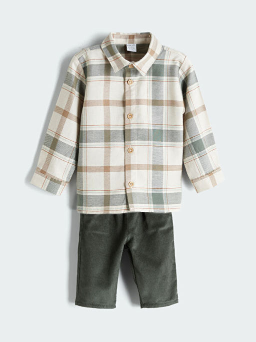 Ekose Erkek Bebek G?mlek ve Pantolon 2li