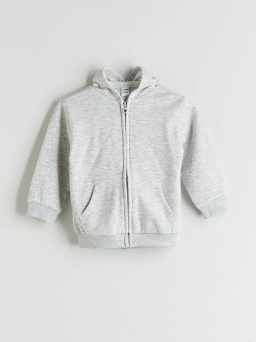 Kap??onlu Uzun Kollu K?z Bebek Fermuarl? Sweatshirt