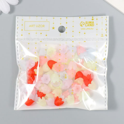 Цена за 2 шт. Бусины для творчества пластик Цветок ландыша пастель набор 80 шт. полупрозрачный 1.1?1.1?0.9 см