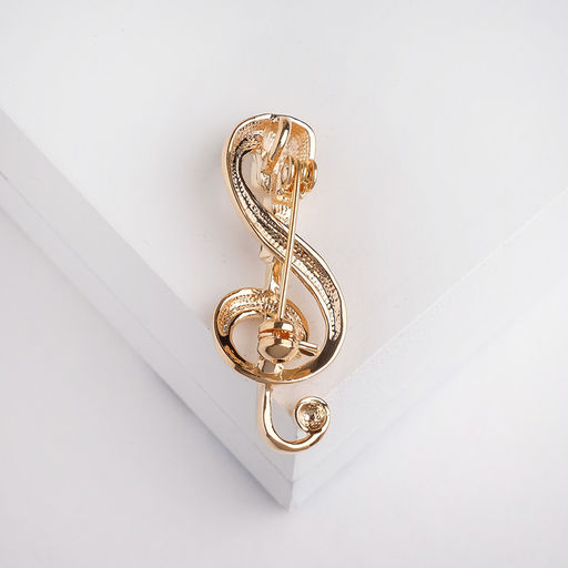 Брошь «Ретро микрофон» с нотой, цвет золото