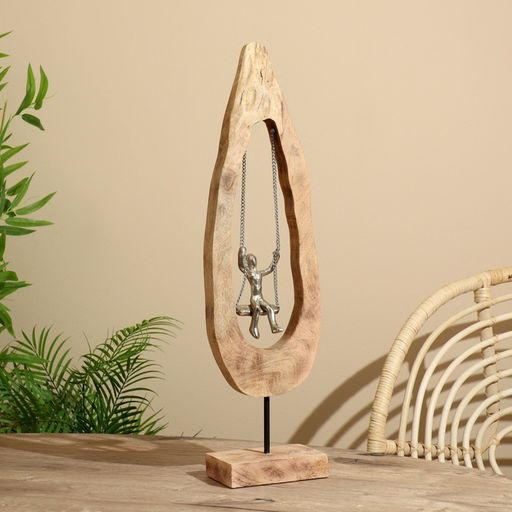 Сувенир «Качель», 18.5×9×62 см, алюминий, манговое дерево