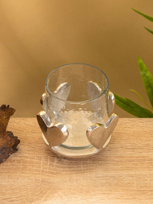 Подсвечник со стеклом Сердце, 10?10?10 см, алюминий