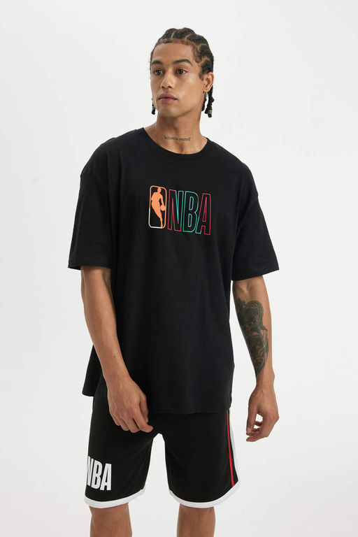 DeFactoFit Футболка Oversize с круглым вырезом и короткими рукавами NBA Wordmark  фото 3