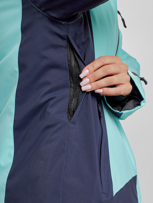 Горнолыжный костюм женский большого размера зимний бирюзового цвета 03960Br - Chunmai фото 7