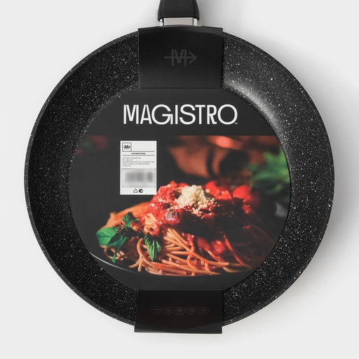 Сковорода Magistro Warrior, d=28 см, h=5.3 см, кованый алюминий, ручка soft-touch, антипригарное покрытие, индукция, чёрная  фото 9