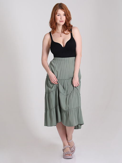 Юбка в стиле бохо из штапеля ярусная - Almond фото 14