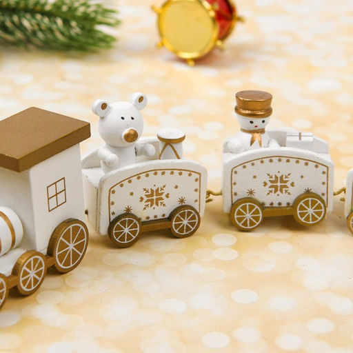 Сувенир «Новогодний поезд», 19 см, белый