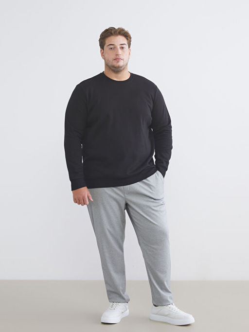 B?y?k Beden Bisiklet Yaka Erkek Sweatshirt