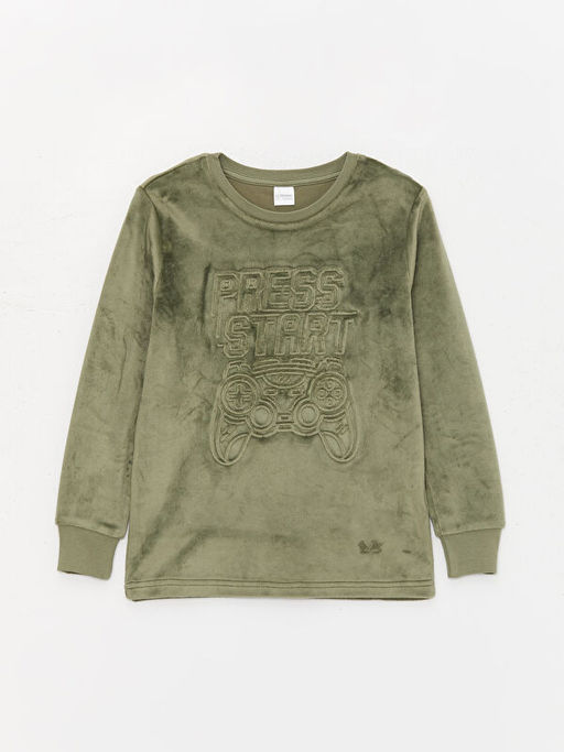 Bisiklet Yaka Uzun Kollu Kadife Erkek ?ocuk Pijama Tak?m? - Waikiki фото 2