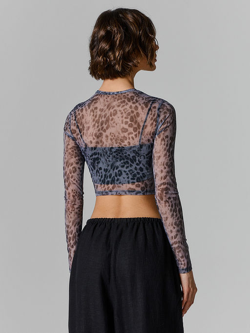 Лонгслив укороченный женский серый из сетки - Mark formelle фото 3