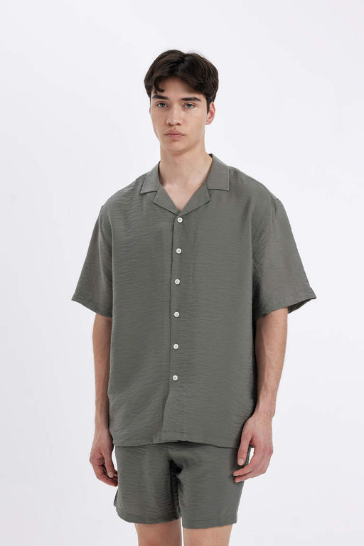 Рубашка с короткими рукавами и воротником-поло Relax Fit - Defacto фото 5