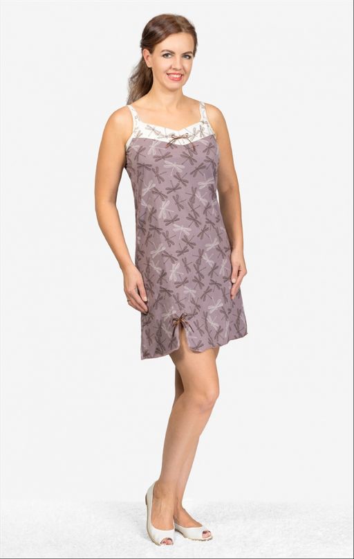 Сорочка на бретелях, двойного крашения, кофе с молоком (506-1)